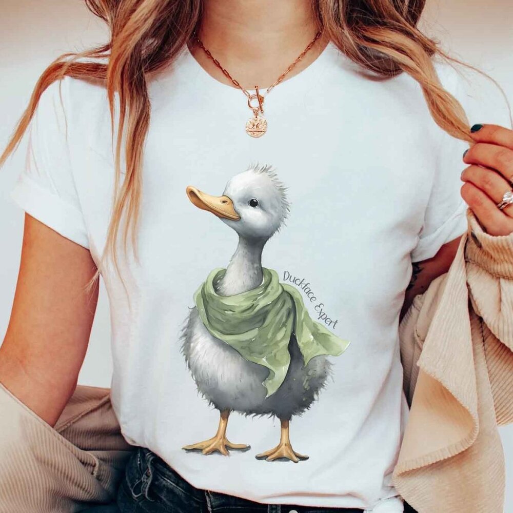 Organic Unisex Duck Shirt Duckface Expert, Duck with Scarf TShirt